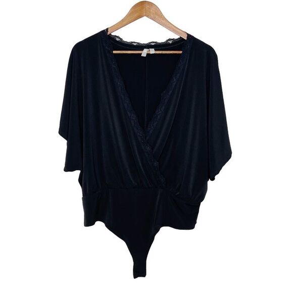 ASOS Angel Sleeve Wrap Lace Trim Bodysuit Size 12 - Picture 6 of 13